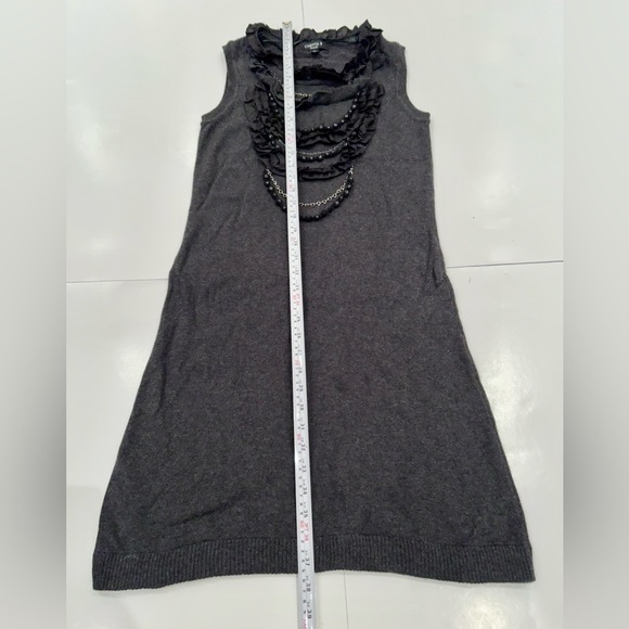 CHETTA B  detailed front sweater knit dress charcoal grey beads - Picture 10 of 13